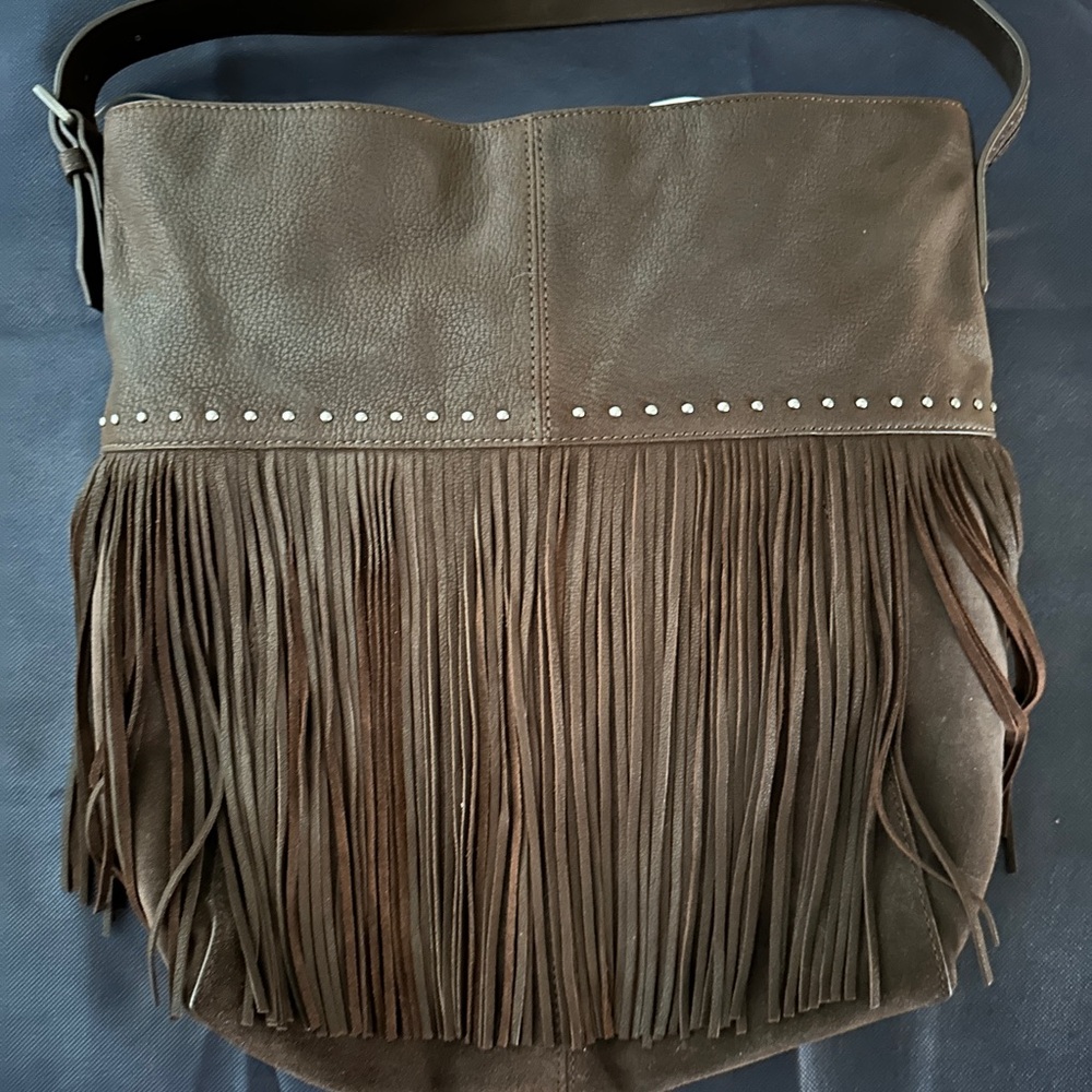 LUCKY BRAND Boho Chic Western Leather Fringe Shoulder Bag Cowgirl, Festival, NWT
